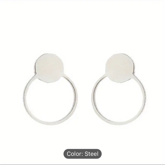 2 pairs Stainless Steel Round Smooth Stud Earrings, gold & steel, NWT - Picture 2 of 11